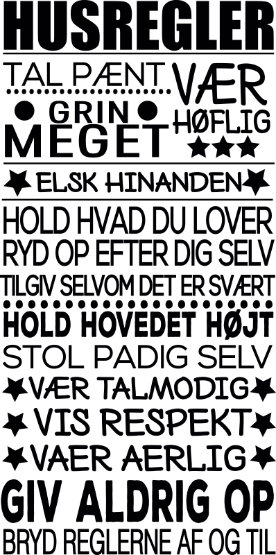 Husregler hjemmetekst vægklistermærke - TenStickers