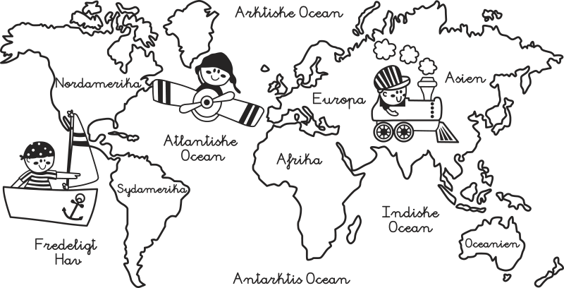 Kontinenter illustration verdenskort vægklistermærke - TenStickers