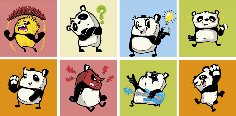 Spiller klistremerke for veggpandaer - Tenstickers