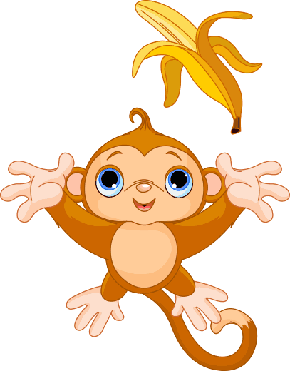 Adesivo bambini scimmietta con banana - TenStickers