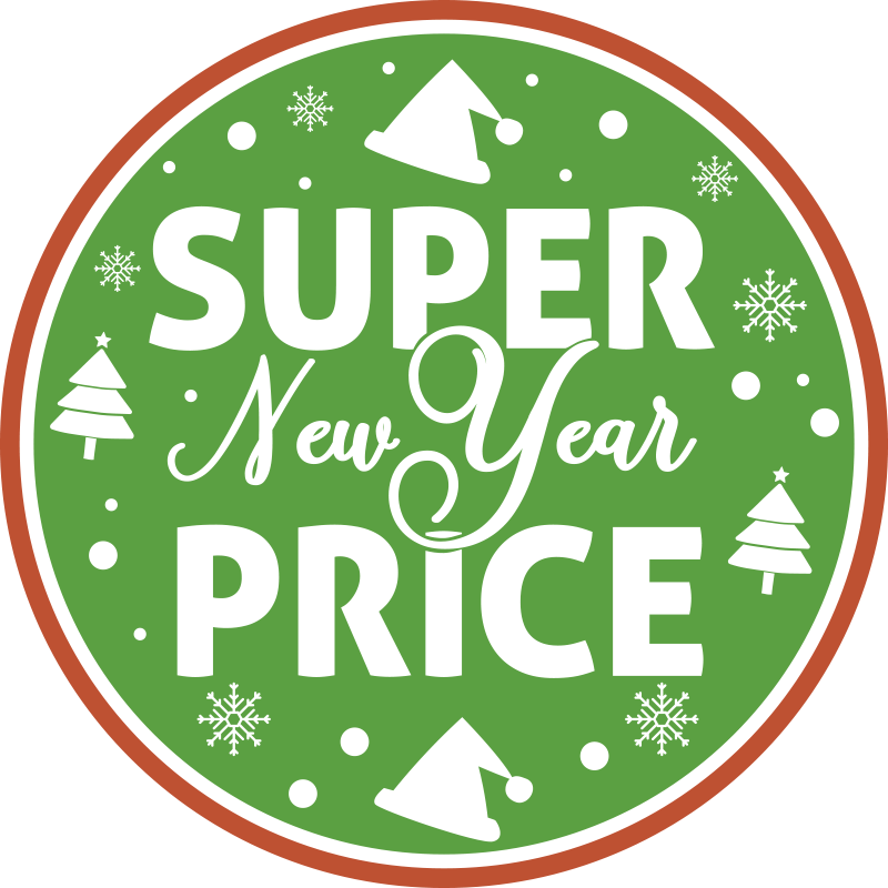 Green New Year sale sticker - TenStickers