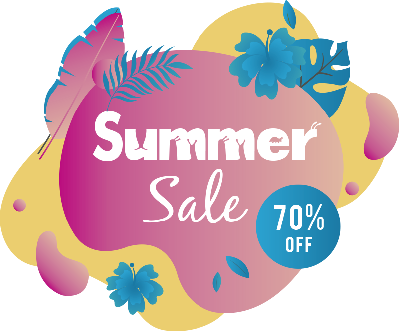 Summer sale flower text sale sticker - TenStickers