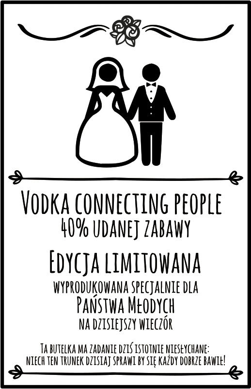 Zabawna naklejka na wódkę weselną - TenStickers