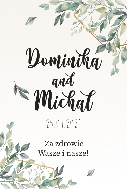 Elegancka naklejka na wódkę weselną - TenStickers