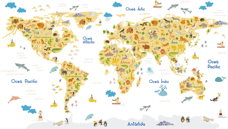 Vinilo infantil mamapundi catalán con flora y fauna - TenVinilo