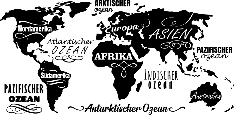 Wordl karte im deutschen weltkartenwandaufkleber - TenStickers