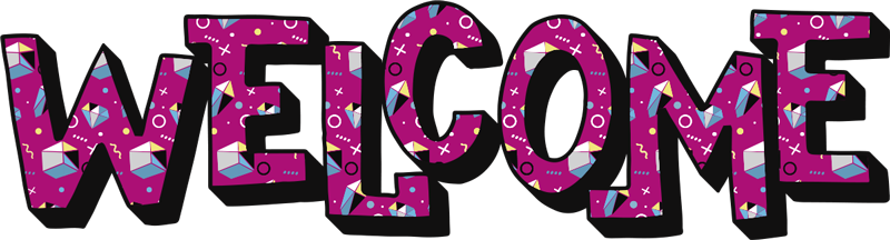 孟菲斯风格句子欢迎文字贴纸 - TenStickers