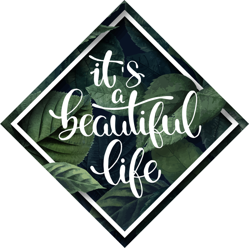 Sentence Beautiful Life Plant Wall Sticker Tenstickers