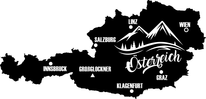 Schwarze Österreich weltkarte wandaufkleber - TenStickers