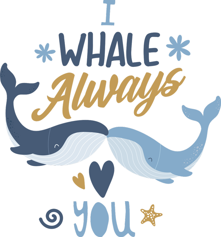 クジラはいつもあなたを愛していますイラストステッカー Tenstickers