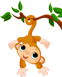 обезьяна висит на дереве стикер дети - TenStickers