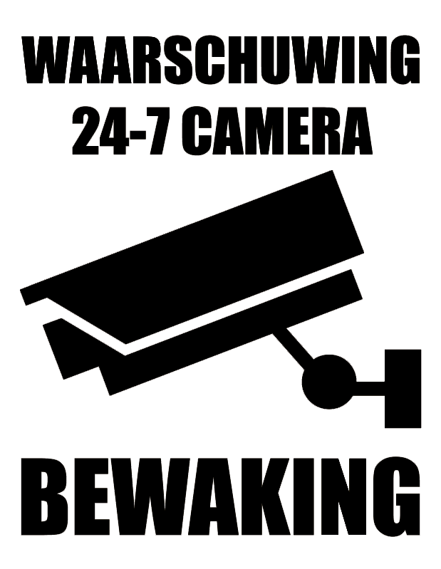 Eenvoudig Ontwerp Camerabewaking Teken Zelfklevende Sticker Tenstickers