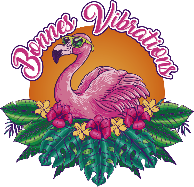 Sticker mural Flamant rose et texte - TenStickers