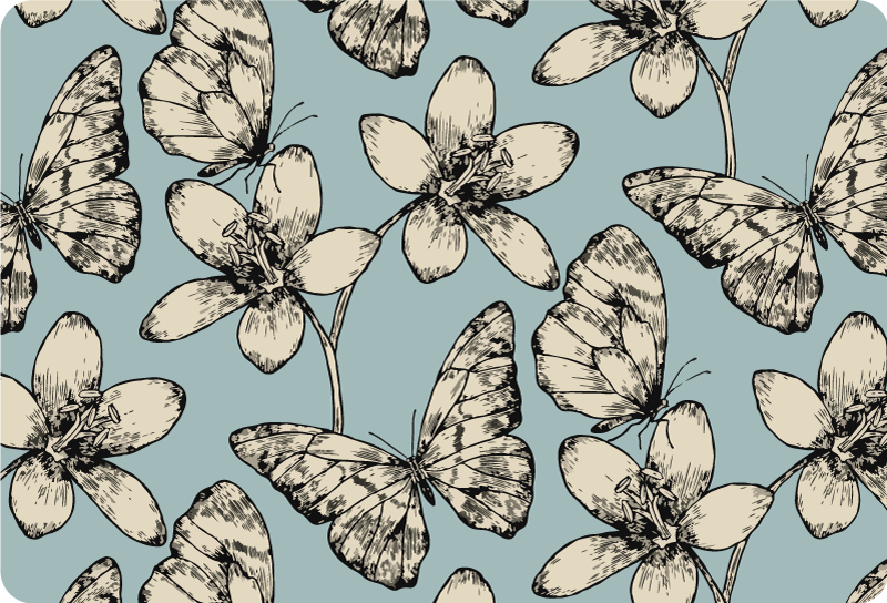 Sticker pour pc papillons et fleurs vintage - TenStickers