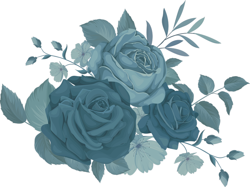 青い花束の花の花壁デカール Tenstickers