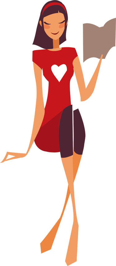 Ung dame som leser dekorativt klistremerke - Tenstickers