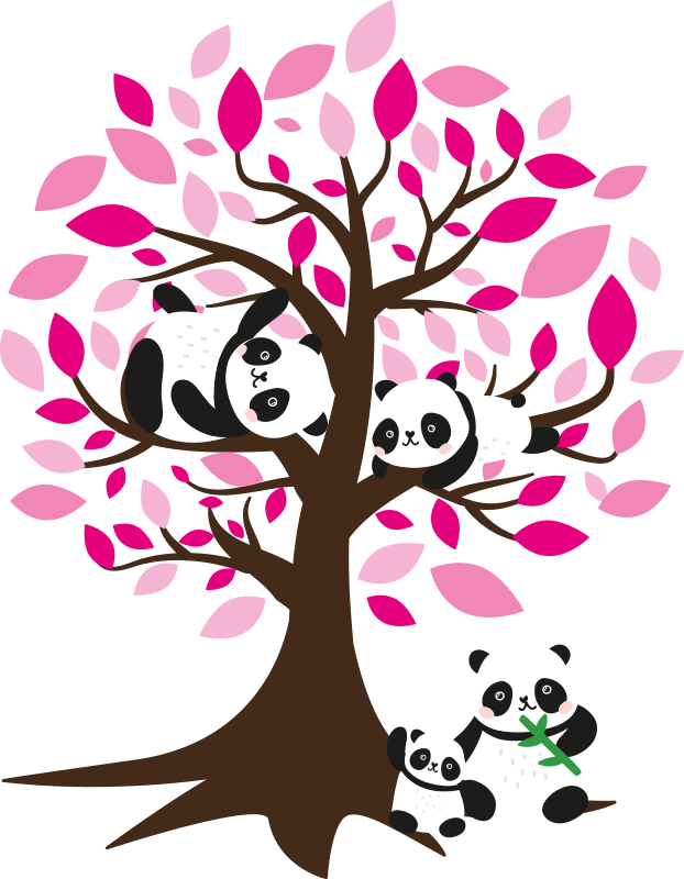 Vinis para quarto infantil Desenho animado de panda dizendo oi - TenStickers