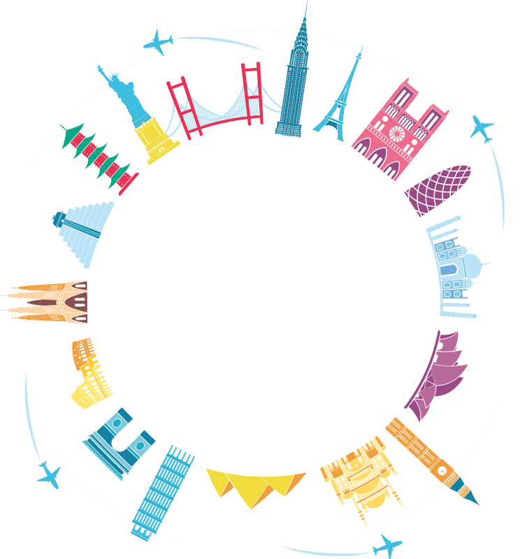 有名なモニュメントの壁掛け時計ステッカー - TENSTICKERS