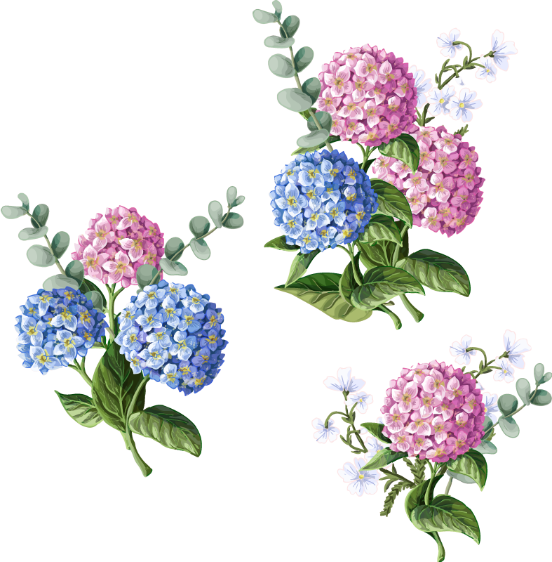 Plantage Melodieus Compliment Stickers Roze en Blauwe Bloemen - TenStickers