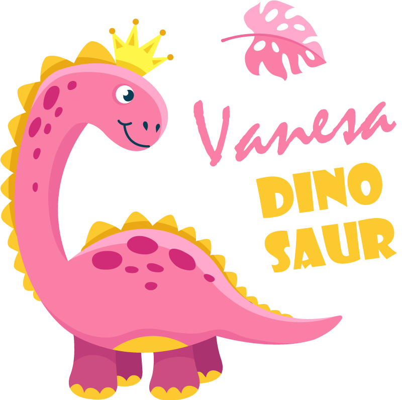 Vinilo de dinosaurios rosa para niños con nombre - TenVinilo
