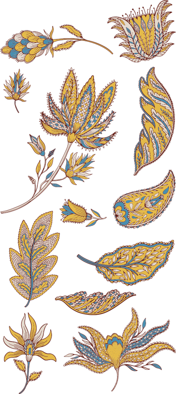 Vinilo hojas conjunto de patrones paisley - TenVinilo