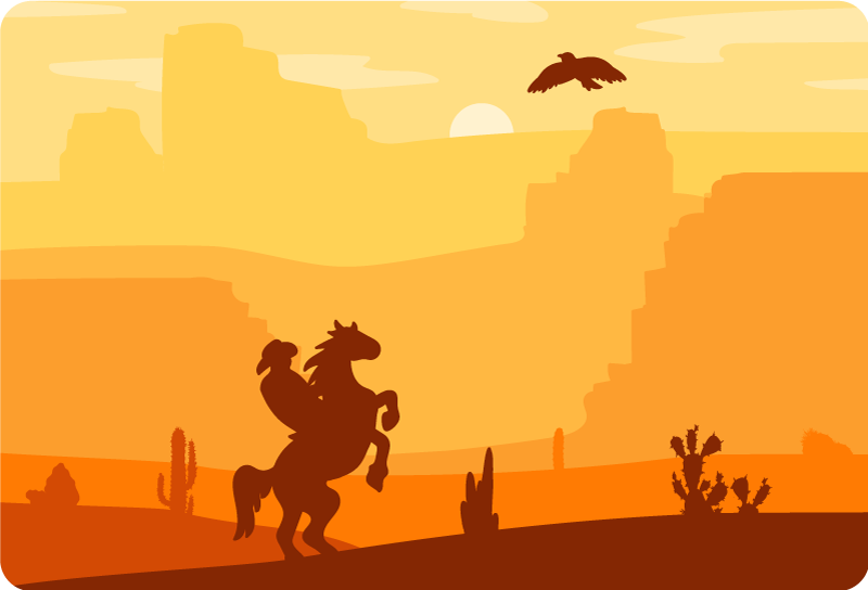 Sticker ordinateur portable Silhouette de cow-boy à cheval - TenStickers