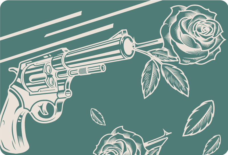 Naklejka na laptopa rewolwer róża sztuka - TenStickers