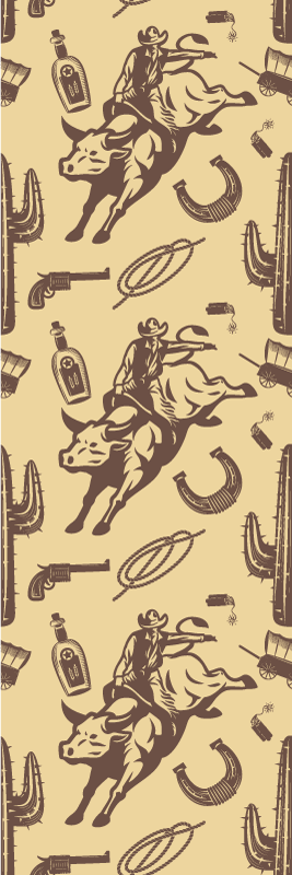 Boğa kapısı üzerinde sürme kovboy çıkartması - TenStickers