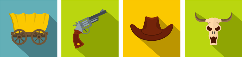 Cowboy icons collection wall sticker - TenStickers
