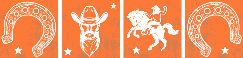 Azulejos adhesivos herraduras vaqueras naranjas - TenVinilo