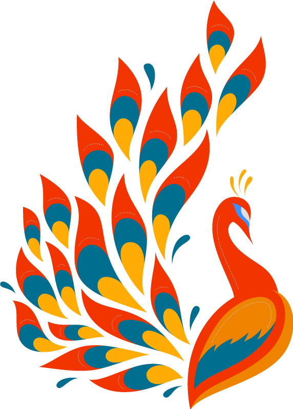 动物贴画 色彩斑斓的孔雀羽毛 - TenStickers