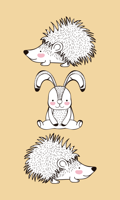 豪猪和兔子用具贴纸 - TenStickers