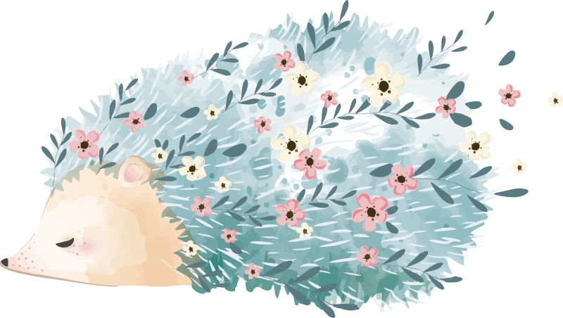 宠物墙贴纸 花丛中的刺猬 - TenStickers