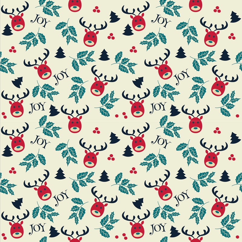 装饰墙纸 欢快的驯鹿图案 - TenStickers