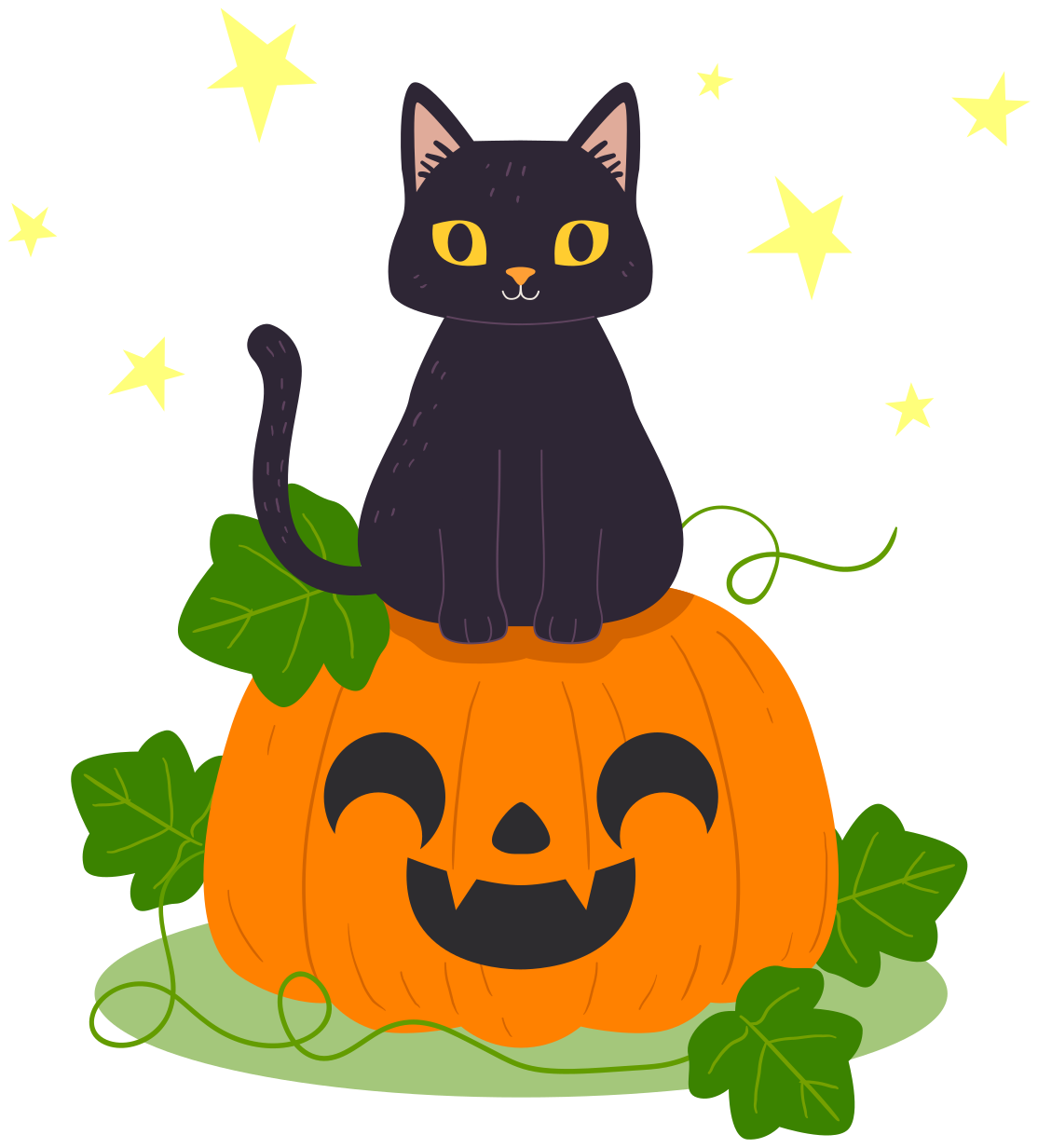 ~~ ~ de Halloween Tapete de ganchillo Tam Calabaza ~ Gato Negro ~ ~ ~ Vides ~ Otoño Hojas caer ~~ 