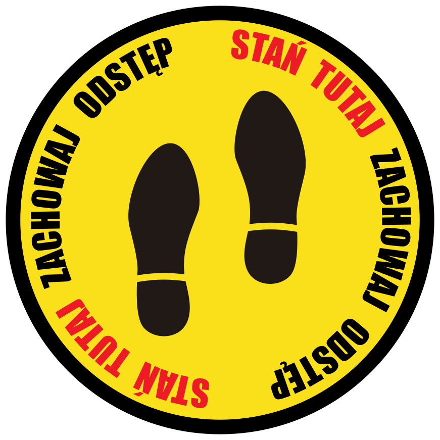 Naklejka na podłogę Stań tutaj Zachowaj odstęp - TenStickers