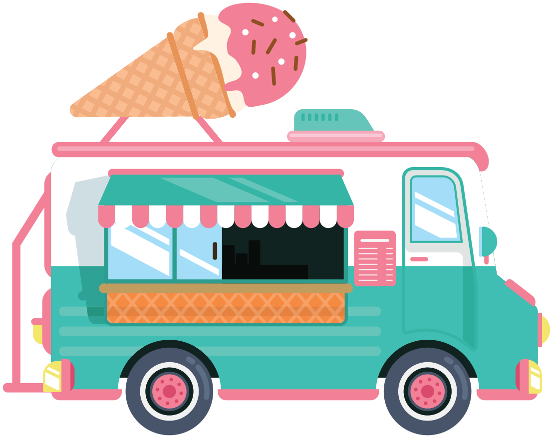 Illustration Ice Cream Truck Wall Art Decal Tenstickers