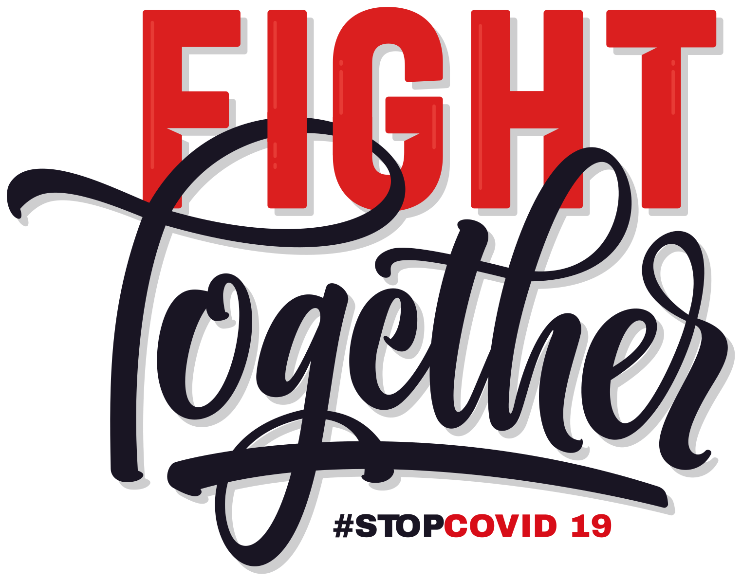 Vinilo frase coronavirus luchemos juntos - TenVinilo