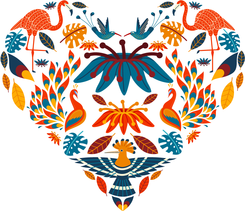 Styl srdce tenango s nálepkou na ptačí stěnu - TenStickers