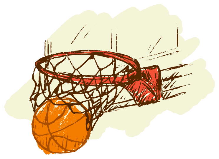 Basketball in hoop scotch basketball sticker - TenStickers