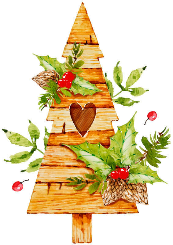 Water colour tree christmas sticker - TenStickers