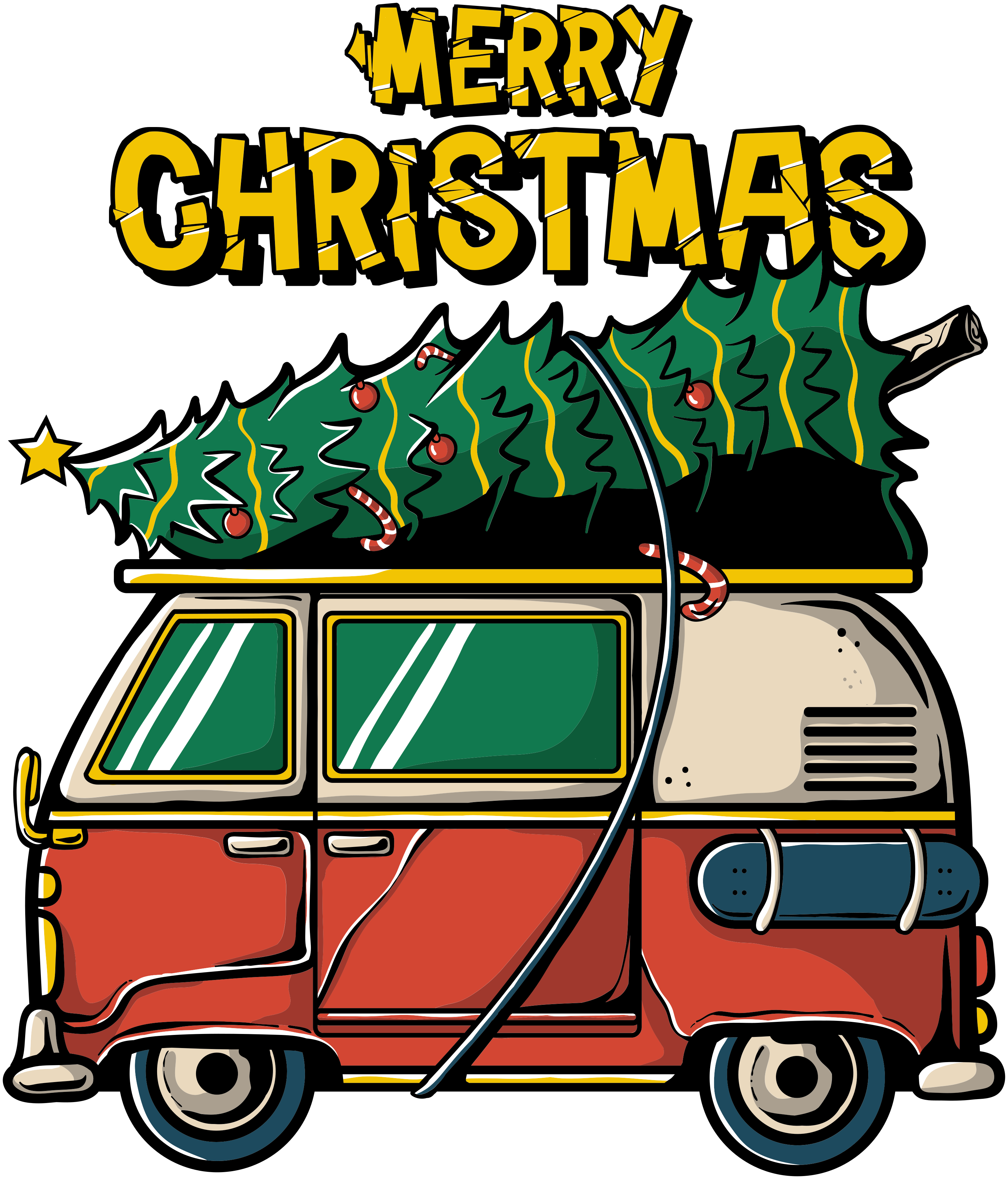 Santa’s car christmas wall sticker - TenStickers