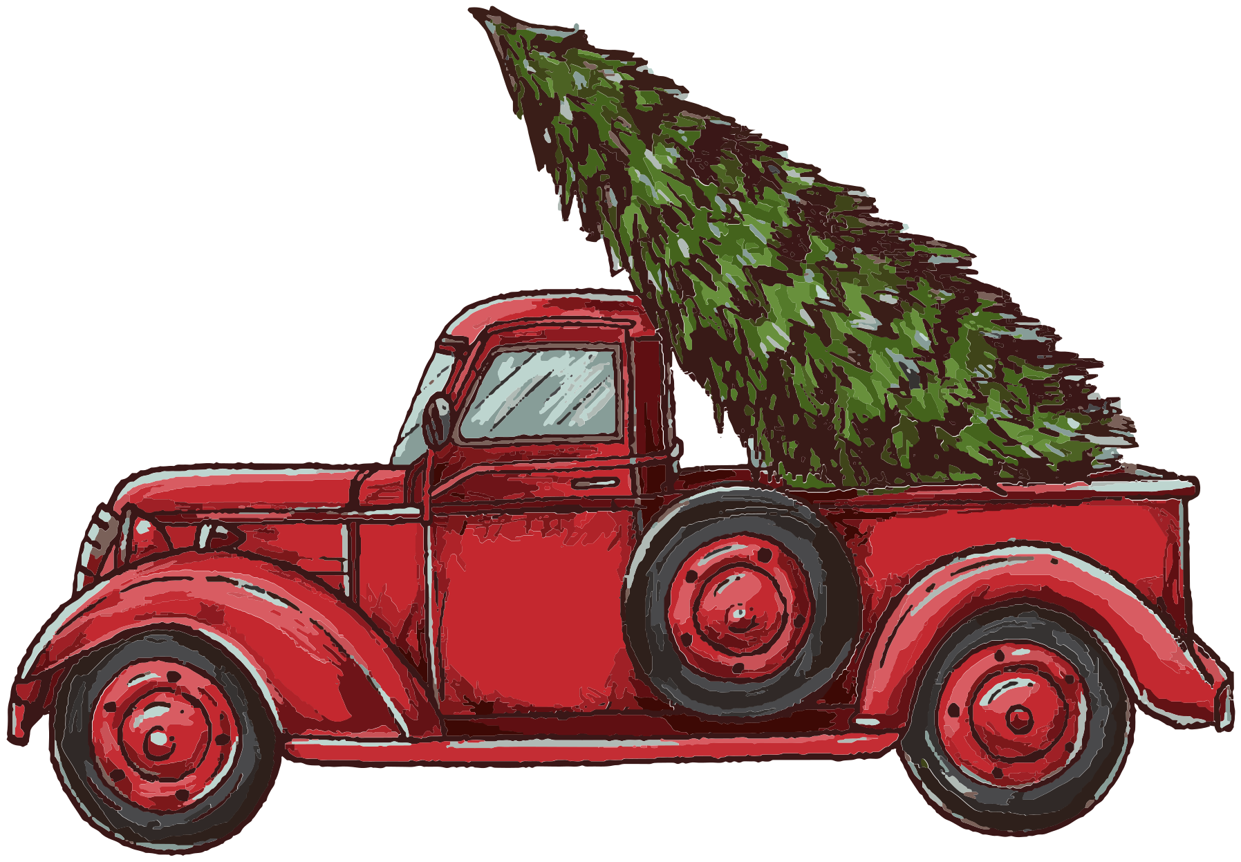 truck-carrying-christmas-tree-christmas-wall-sticker-tenstickers