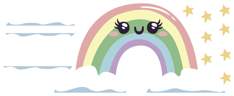 Regnbue skyer og stjerner væg klistermærker til barn - TenStickers