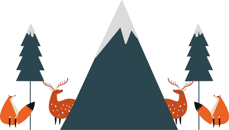 Vinilo infantil montaña y ciervo estilo nórdico - TenVinilo