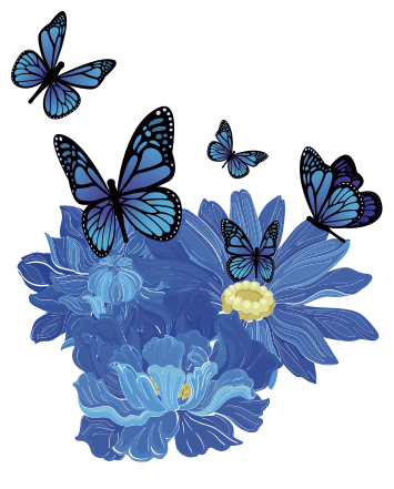 sticker fleur papillon