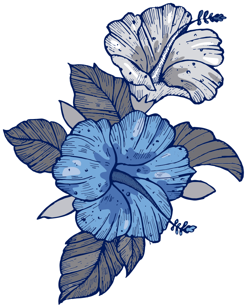 Sticker Mural Fleur Grandes fleurs bleues et blanches - TenStickers
