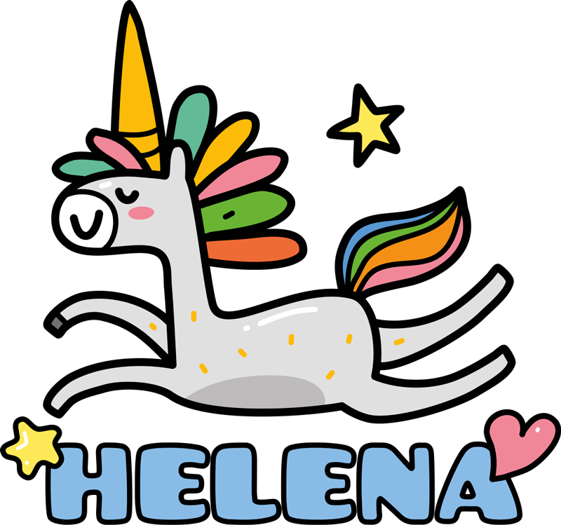 Vinilo unicornio feliz con nombre y estrella - TenVinilo