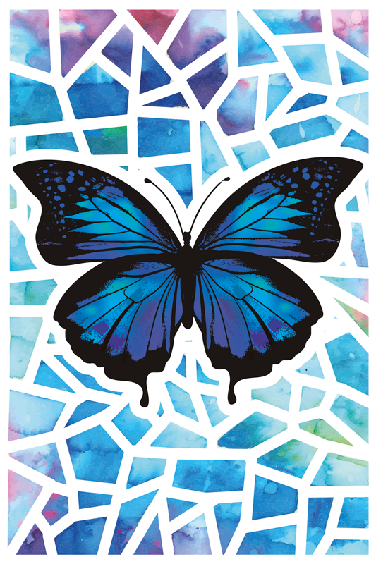 pellicola adesiva per vetri disegni di farfalle e fiori - TenStickers