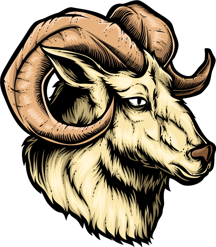 動物 シール 雄大な雄羊の頭 - TENSTICKERS